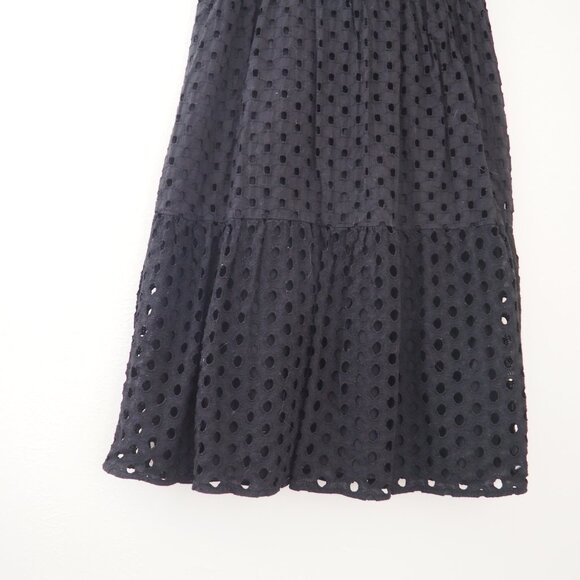 LOFT Black Eyelet Spaghetti Strap Sleeveless Midi Dress sz 2 - Picture 4 of 7